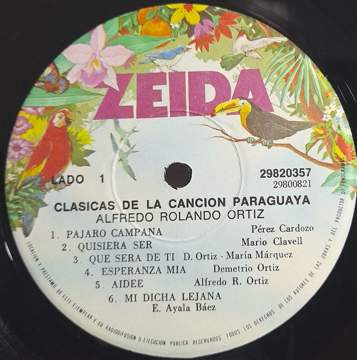 LATINOAMERICANA-Alfredo Rolando Ortiz, Arpa / Clásicas de la Canción Paraguaya. Año 1969